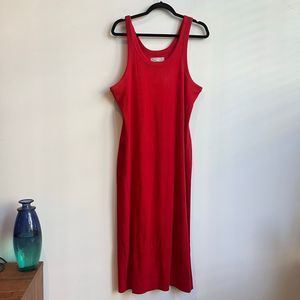 Everlane Cotton Blend Red Ribbed Tank Midi Dress Size XL